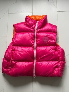Canada Goose Crofton fuschia Puffer Vest with Orange Lining